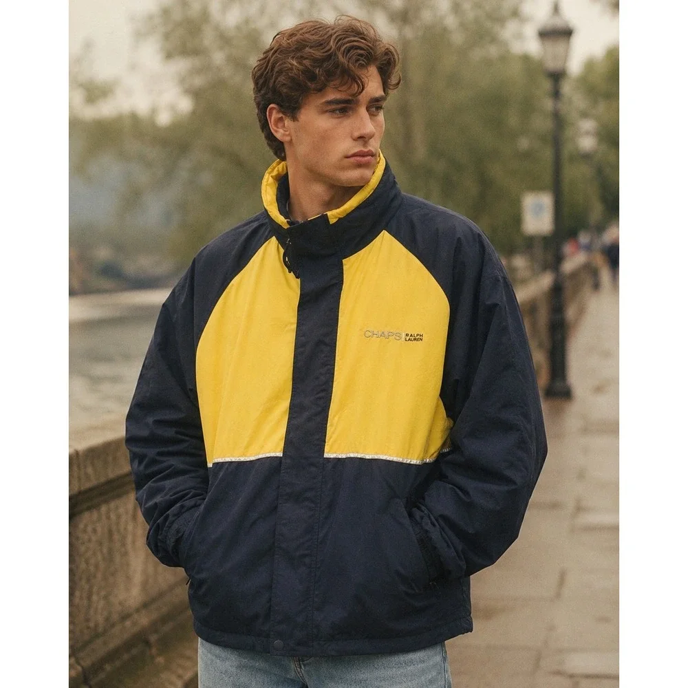 Chaps Ralph Lauren jacket men's XL colorblock windbreaker Vintage 90s/Y2K ,